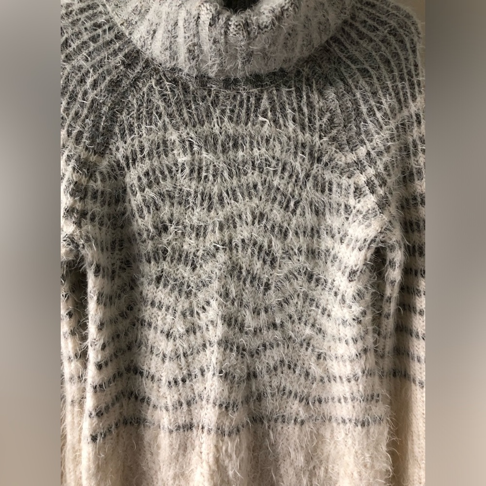 Anthropologie Gray and Cream Cowl Neck Sweater - Picture 11 of 15